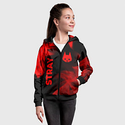 Толстовка на молнии детская Stray - red gradient вертикально, цвет: 3D-черный — фото 2