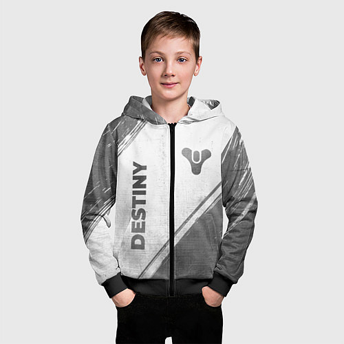 Детская толстовка на молнии Destiny - white gradient вертикально / 3D-Черный – фото 3