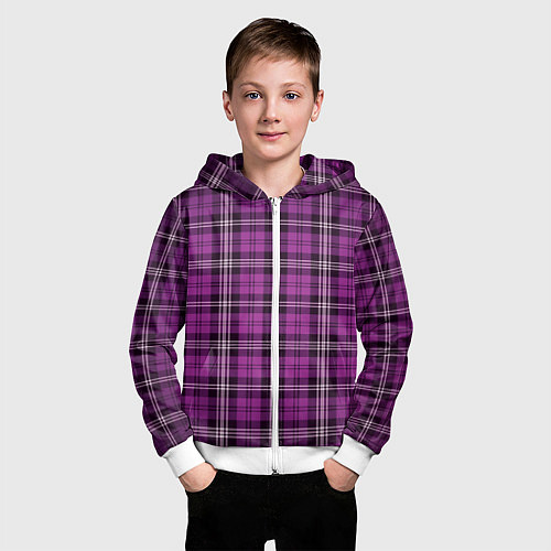 Детская толстовка на молнии Color pink checkerboard / 3D-Белый – фото 3