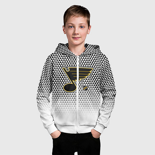 Детская толстовка на молнии Сент Луис Блюз - белый градиент / 3D-Белый – фото 3