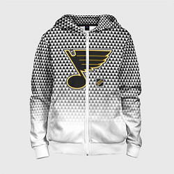 Толстовка на молнии детская Сент Луис Блюз - белый градиент, цвет: 3D-белый