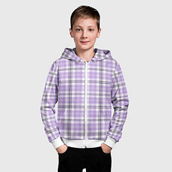 Толстовка на молнии детская Checkered light purple, цвет: 3D-белый — фото 2