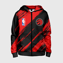 Толстовка на молнии детская Торонто Рэпторс - красные потертости, цвет: 3D-черный
