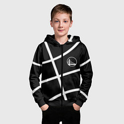 Толстовка на молнии детская Голден Стэйт Уорриорз - текстура черного мяча, цвет: 3D-черный — фото 2