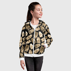 Толстовка на молнии детская Лабубы на черном паттерн, цвет: 3D-белый — фото 2