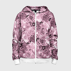 Толстовка на молнии детская Розовые лабубы паттерн, цвет: 3D-белый