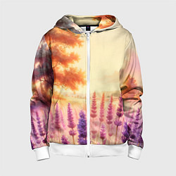 Толстовка на молнии детская Поле цветочное, цвет: 3D-белый