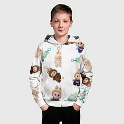 Толстовка на молнии детская Много игрушек лабубу, цвет: 3D-белый — фото 2