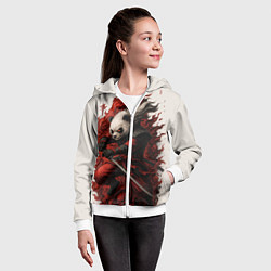 Толстовка на молнии детская Демоническая панда самурай - нейроарт, цвет: 3D-белый — фото 2