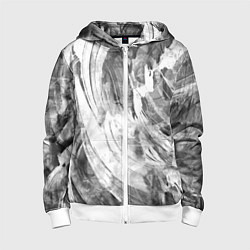 Толстовка на молнии детская Абстракция - grey and white swirls, цвет: 3D-белый