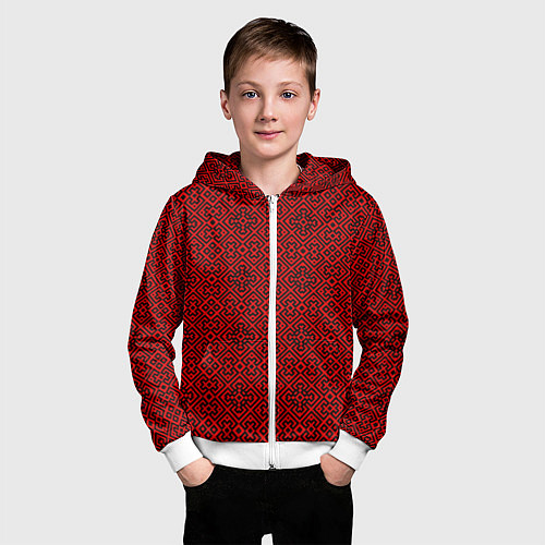 Детская толстовка на молнии Традиционный орнамент славян / 3D-Белый – фото 3
