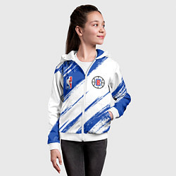 Толстовка на молнии детская Клипперс - синяя краска, цвет: 3D-белый — фото 2