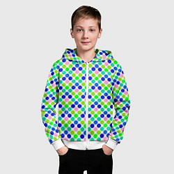 Толстовка на молнии детская Разноцветный синий розовый зеленый горох на белом, цвет: 3D-белый — фото 2