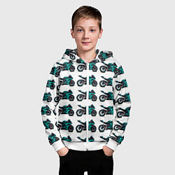 Толстовка на молнии детская Motorbike light blue, цвет: 3D-белый — фото 2