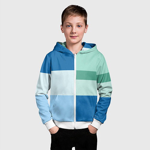 Детская толстовка на молнии Мятное небо колор-блок / 3D-Белый – фото 3