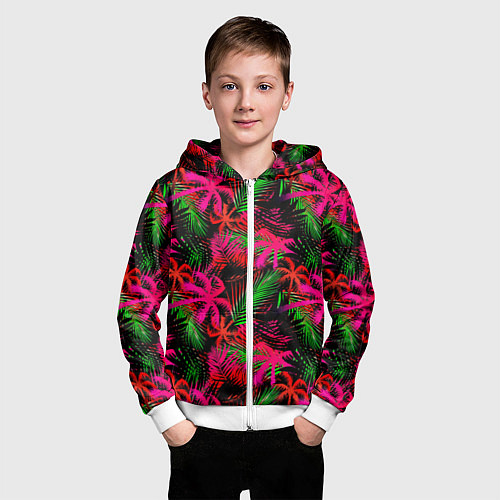 Детская толстовка на молнии Palm red pink / 3D-Белый – фото 3