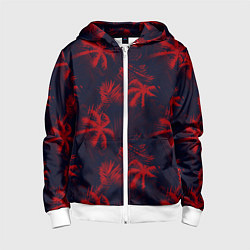 Толстовка на молнии детская Palm black red, цвет: 3D-белый