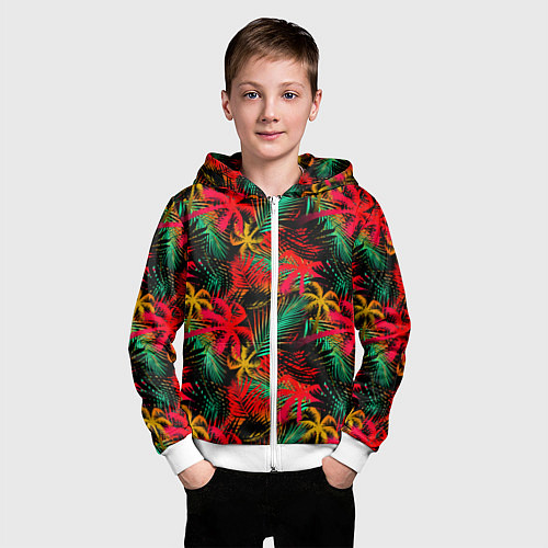 Детская толстовка на молнии Palm yellow red / 3D-Белый – фото 3