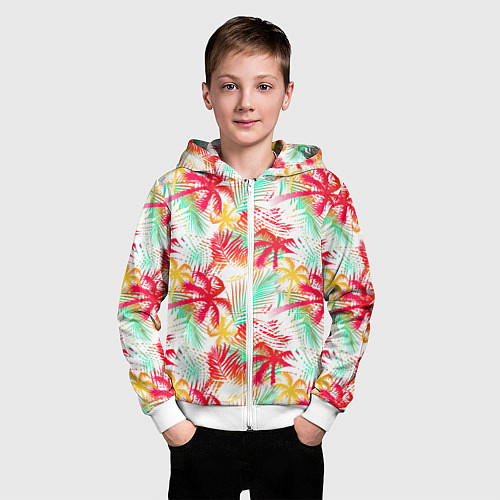 Детская толстовка на молнии Palm red yellow / 3D-Белый – фото 3