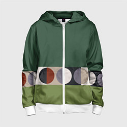 Толстовка на молнии детская Луна Малевича сосновый зеленый, цвет: 3D-белый