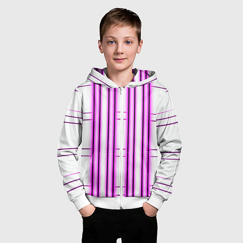 Детская толстовка на молнии Neon pink / 3D-Белый – фото 3