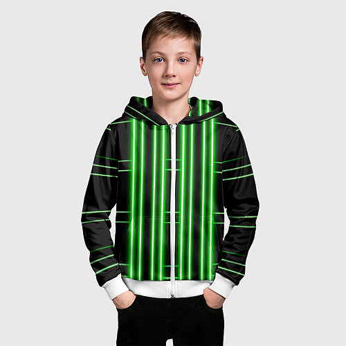 Детская толстовка на молнии Neon green / 3D-Белый – фото 3