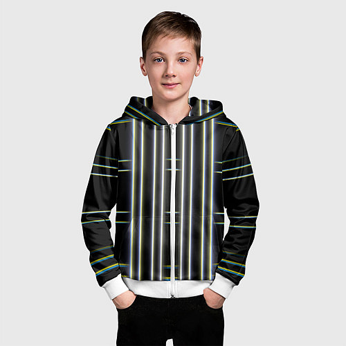 Детская толстовка на молнии Neon yellow blue white / 3D-Белый – фото 3