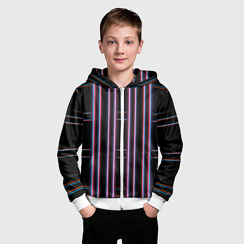 Детская толстовка на молнии Neon red blue black / 3D-Белый – фото 3