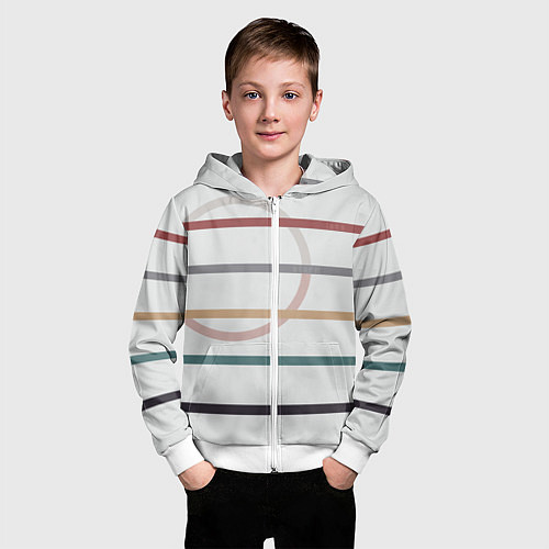 Детская толстовка на молнии Stripes and circle / 3D-Белый – фото 3