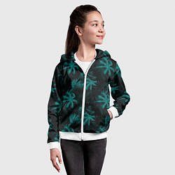 Толстовка на молнии детская Palm light blue dark, цвет: 3D-белый — фото 2