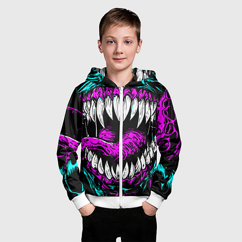 Детская толстовка на молнии Клыки венома / 3D-Белый – фото 3