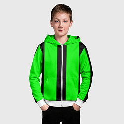 Толстовка на молнии детская Color green black line, цвет: 3D-белый — фото 2