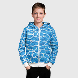 Толстовка на молнии детская Волновая рябь на поверхности воды паттерн, цвет: 3D-белый — фото 2