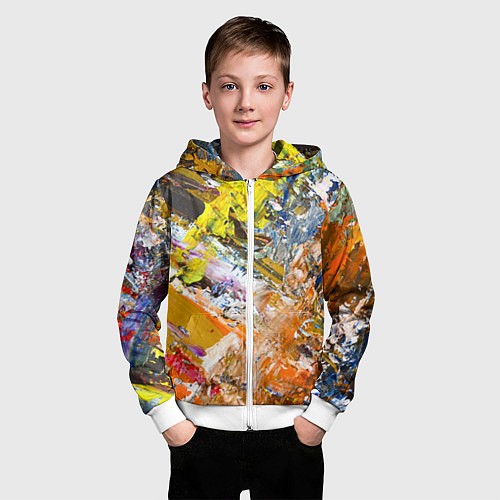 Детская толстовка на молнии Живая Абстракция: Поток Цветов и Форм в Постоянном / 3D-Белый – фото 3