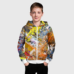 Толстовка на молнии детская Живая Абстракция: Поток Цветов и Форм в Постоянном, цвет: 3D-белый — фото 2