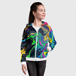 Толстовка на молнии детская Разводы и переливы разноцветной краски, цвет: 3D-белый — фото 2