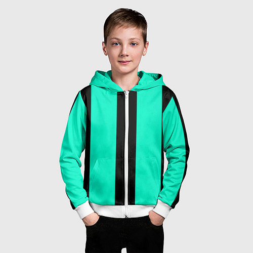 Детская толстовка на молнии Color light blue white line / 3D-Белый – фото 3