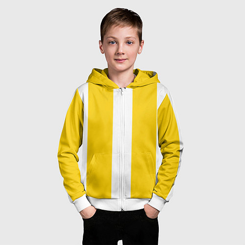 Детская толстовка на молнии Color yellow white line / 3D-Белый – фото 3