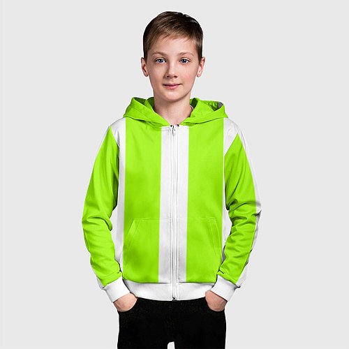 Детская толстовка на молнии Color light green white stripes / 3D-Белый – фото 3