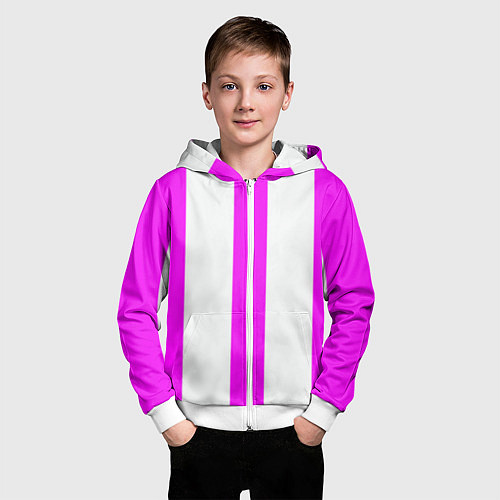 Детская толстовка на молнии Color white pink lines / 3D-Белый – фото 3