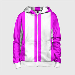 Толстовка на молнии детская Color white pink lines, цвет: 3D-белый