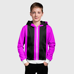 Толстовка на молнии детская Color black pink lines, цвет: 3D-белый — фото 2