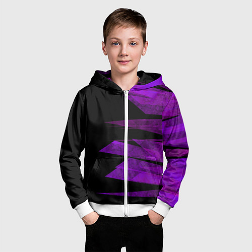 Детская толстовка на молнии Color purple black stripes / 3D-Белый – фото 3