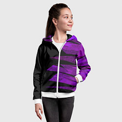 Толстовка на молнии детская Color purple black stripes, цвет: 3D-белый — фото 2