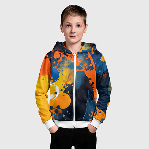 Детская толстовка на молнии Краска на стене / 3D-Белый – фото 3