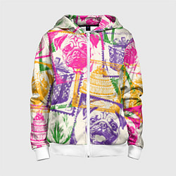 Детская толстовка на молнии Мопс и праздник