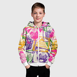 Толстовка на молнии детская Мопс и праздник, цвет: 3D-белый — фото 2