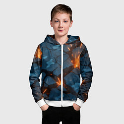 Толстовка на молнии детская Разлом камуфляжный плит, цвет: 3D-белый — фото 2
