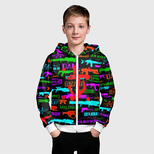 Детская толстовка на молнии Doom шутер паттерн / 3D-Белый – фото 3