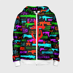 Толстовка на молнии детская Doom шутер паттерн, цвет: 3D-белый